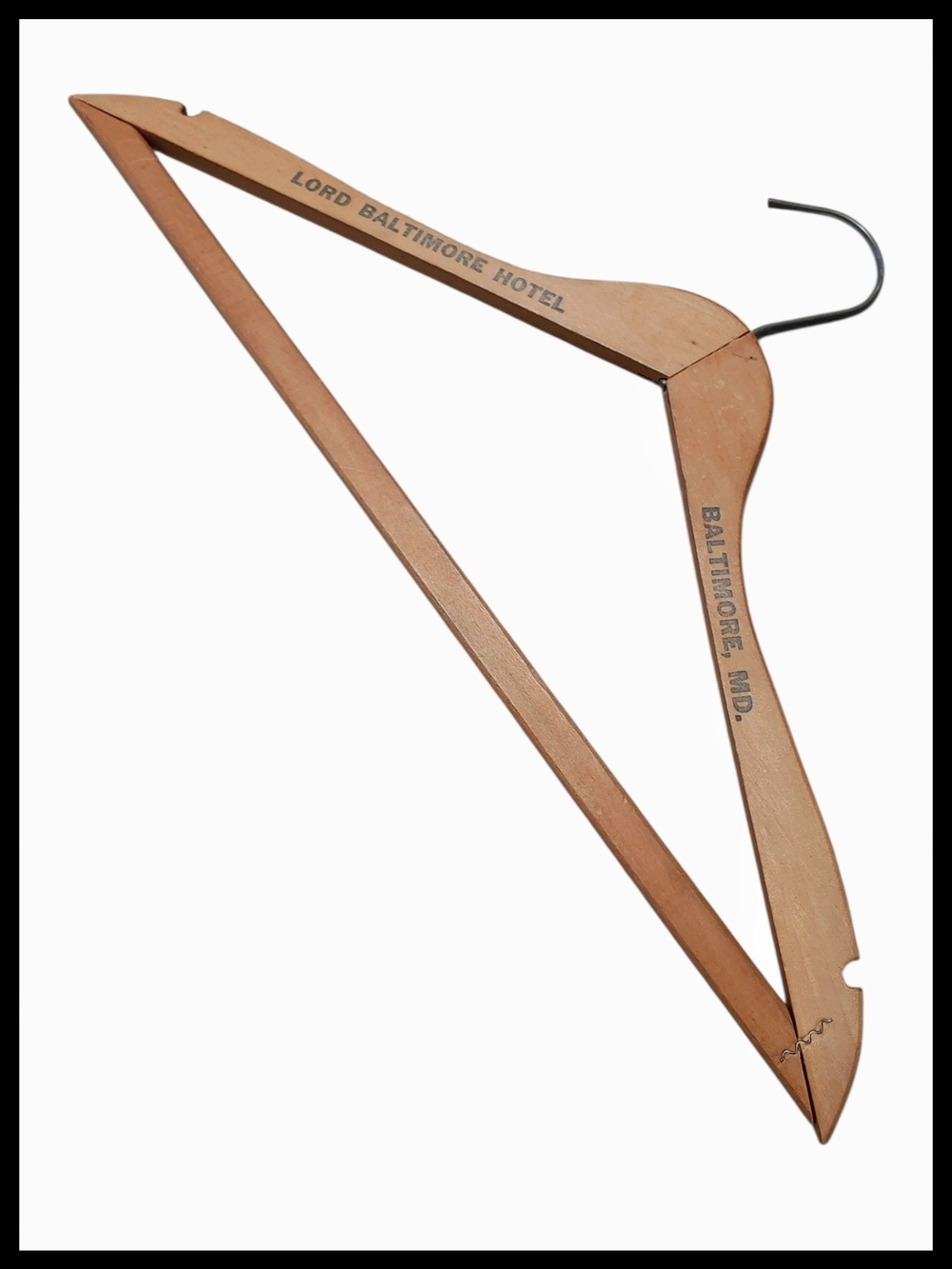 Vintage Wooden Hanger from Lord Baltimore Hotel Maryland MD 1940s